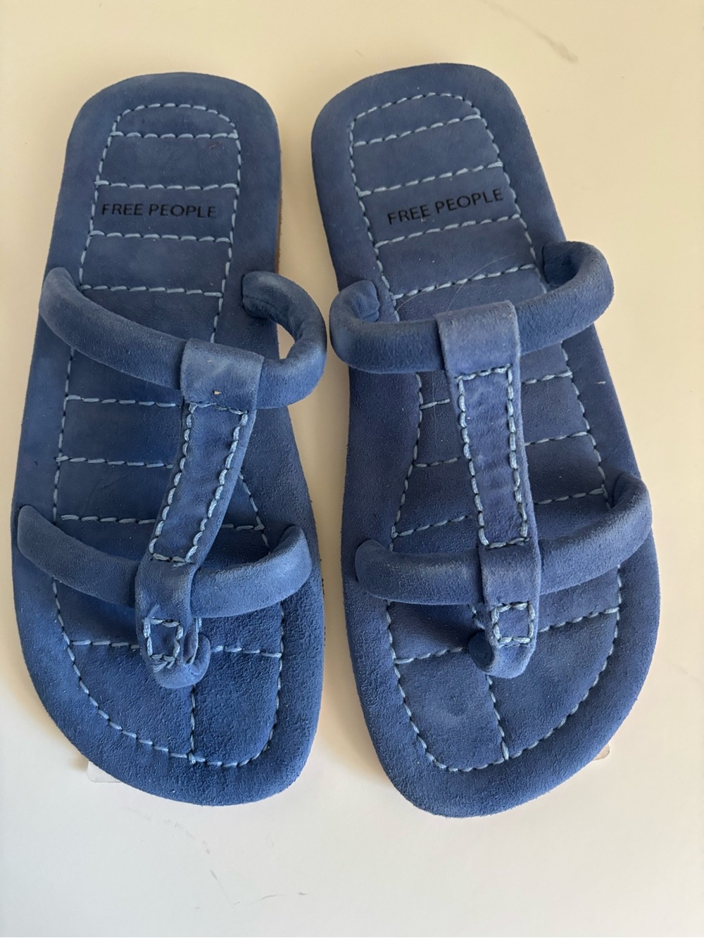 Free People Women’s Blue Double Strap Slide Thong Sandals
